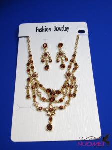 FJ0174Golden chain necklace and earrings jewelry
