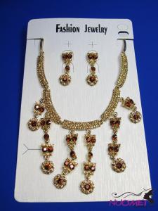 FJ0176Golden chain necklace and earrings jewelry