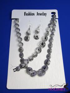 FJ0181White chain necklace and earrings jewelry