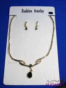 FJ0183Golden chain necklace and earrings jewelry