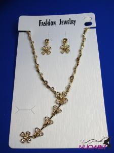 FJ0184Golden chain necklace and earrings jewelry