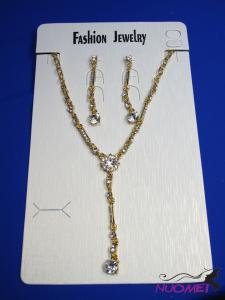 FJ0195Golden chain necklace and earrings jewelry