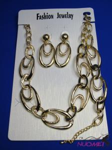 FJ0198Golden chain necklace and earrings jewelry