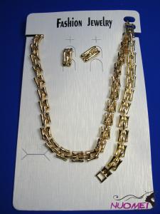 FJ0199Golden chain necklace and earrings jewelry