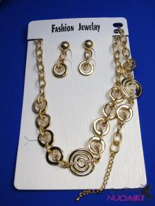 FJ0201Golden chain necklace and earrings jewelry