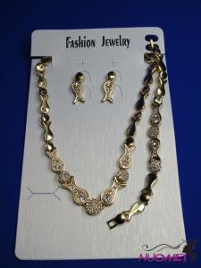 FJ0202Golden chain necklace and earrings jewelry