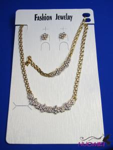 FJ0203Golden chain necklace and earrings jewelry