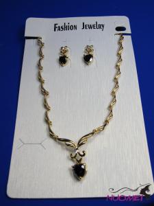 FJ0209Golden chain necklace and earrings jewelry