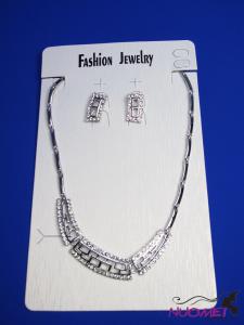FJ0213White chain necklace and earrings jewelry