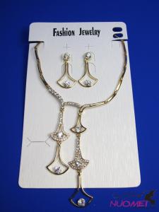 FJ0215Golden chain necklace and earrings jewelry