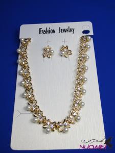 FJ0219Golden chain necklace and earrings jewelry