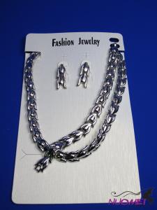 FJ0220White chain necklace and earrings jewelry