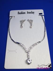FJ0222White chain necklace and earrings jewelry
