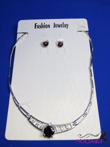 FJ0223White chain necklace and earrings jewelry