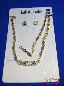 FJ0225Golden chain necklace and earrings jewelry