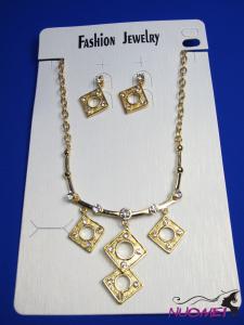 FJ0227Golden chain necklace and earrings jewelry