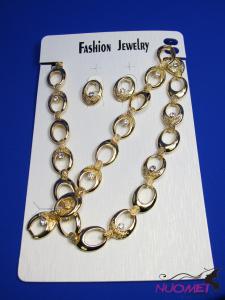 FJ0229Golden chain necklace and earrings jewelry