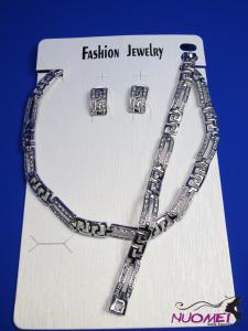 FJ0231White chain necklace and earrings jewelry