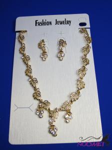 FJ0240Golden chain necklace and earrings jewelry