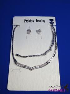 FJ0242White chain necklace and earrings jewelry