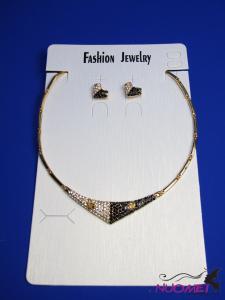 FJ0244Golden chain necklace and earrings jewelry