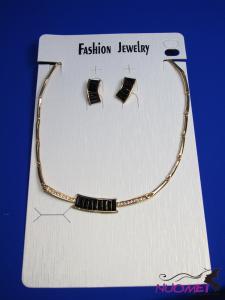 FJ0245Golden chain necklace and earrings jewelry