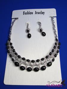 FJ0248White chain necklace and earrings jewelry