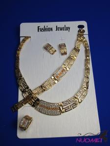 FJ0249Golden chain necklace and earrings jewelry