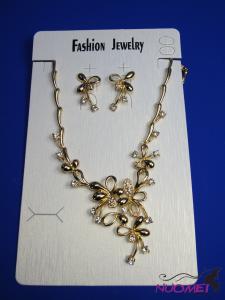 FJ0254Golden chain necklace and earrings jewelry