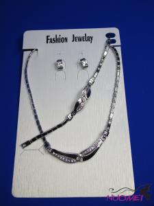 FJ0256White chain necklace and earrings jewelry