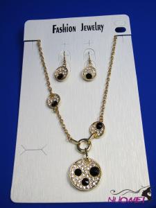 FJ0257Golden chain necklace and earrings jewelry