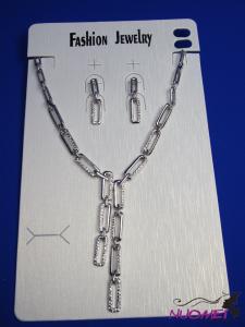 FJ0259White chain necklace and earrings jewelry