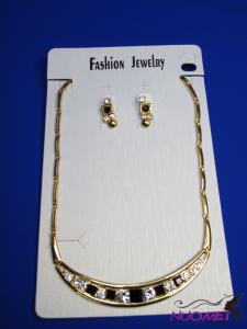 FJ0260Golden chain necklace and earrings jewelry