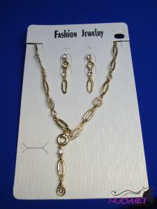 FJ0263Golden chain necklace and earrings jewelry