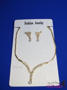FJ0264Golden chain necklace and earrings jewelry