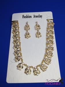 FJ0265Golden chain necklace and earrings jewelry