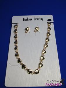 FJ0266Golden chain necklace and earrings jewelry