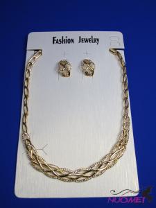 FJ0270Golden chain necklace and earrings jewelry