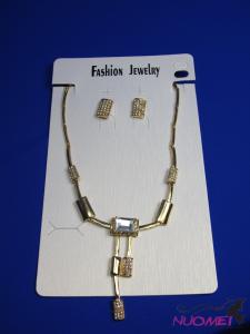 FJ0271Golden chain necklace and earrings jewelry
