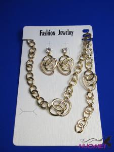 FJ0272Golden chain necklace and earrings jewelry