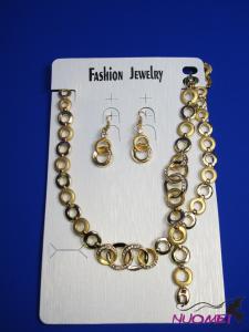 FJ0273Golden chain necklace and earrings jewelry