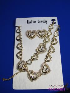 FJ0275Golden chain necklace and earrings jewelry