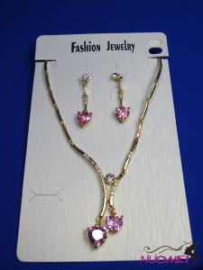 FJ0277Golden chain necklace and earrings jewelry
