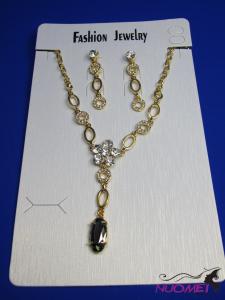 FJ0278Golden chain necklace and earrings jewelry