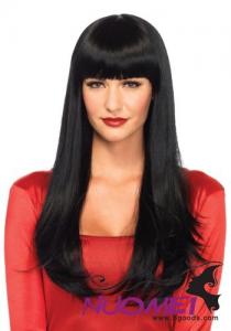 CW0153 Black Straight Wig with Bangs