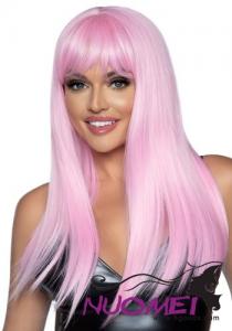 CW0180 24in Long Straight Pink Wig