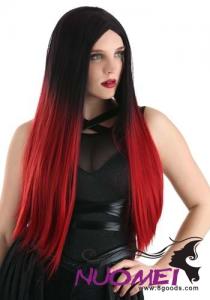 CW0263 Black and Red Ombre Wig for Adults