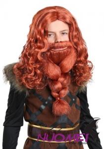 CW0303 Boys Red Viking Wig and Beard Set