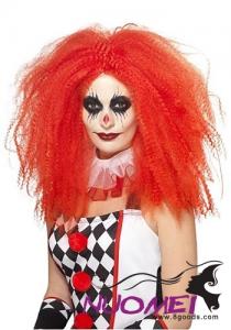CW0330 Womens Red Crimped Clown Wig