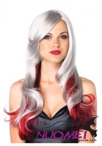 CW0442 Red and Gray Two Toned Wig